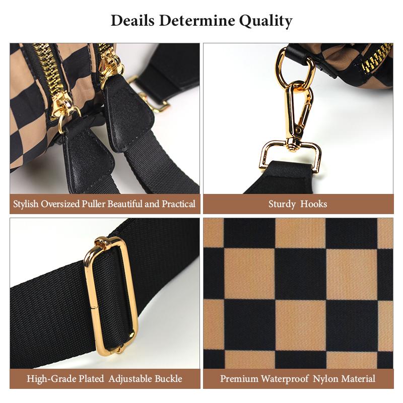CHERUBEL Fashionable Checkerboard Pattern Bag Minimalist Purse with Detachable Strap Large Capacity Crossbody Fanny Pack for Work Weekend Y2K Design Perfect for TikTok Fashion Everyday Use Shoulder Bags Women's Fanny Packs & Belt Bags tiktokshopspringglow