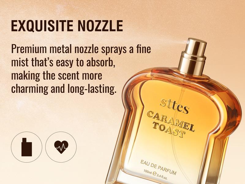 Sttes Caramel Toast Eau de Parfum, Warm Gourmand Fragrance with Vanilla, Coffee, Chocolate Notes, 100ml