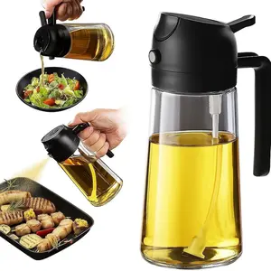 Humwam 2-in-1 Olive Oil Sprayer & Dispenser – 16oz Glass Spray Bottle for Cooking, Salad, BBQ & Air Fryer