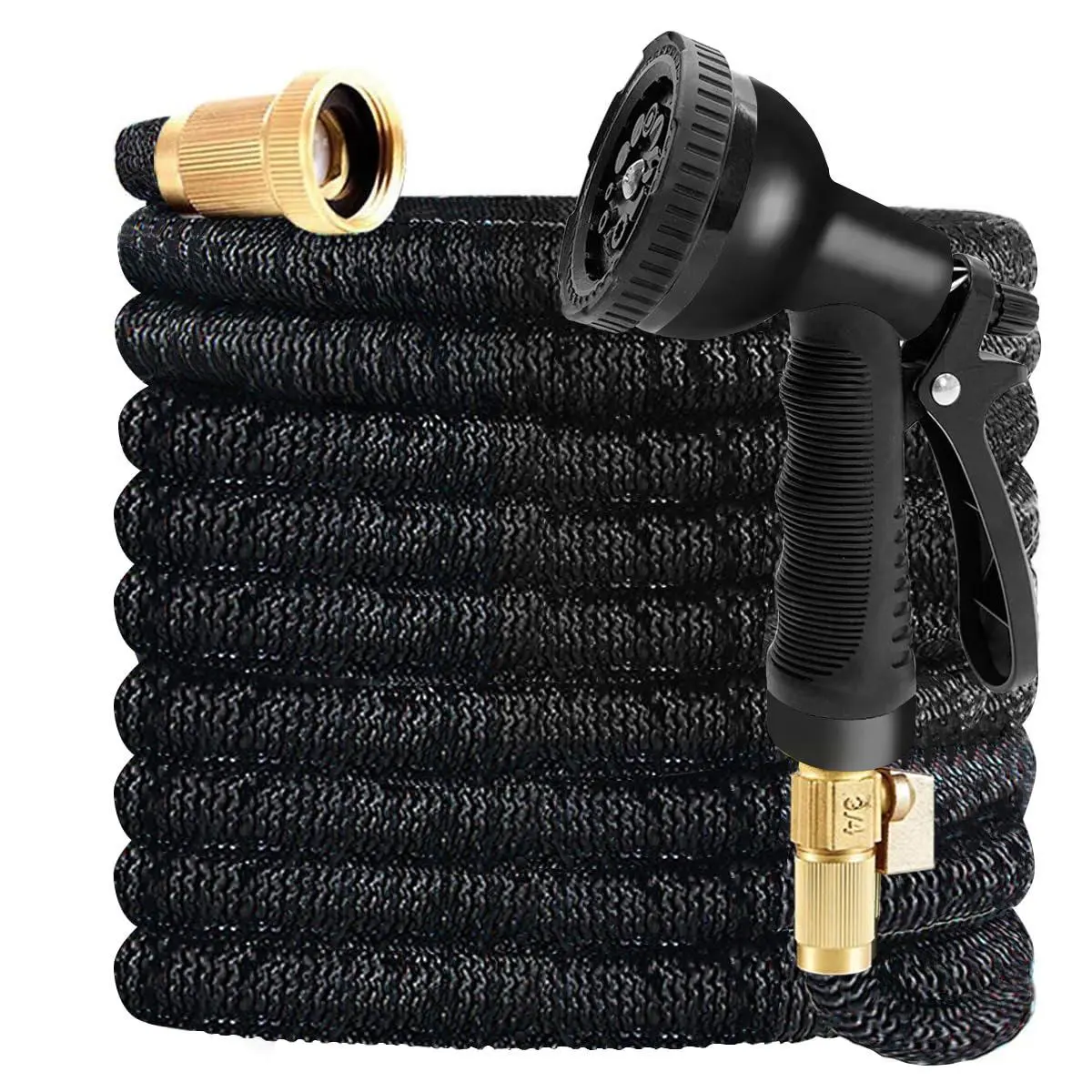 【SummerVibes】100、75、50FT Expandable Garden Hose,Heavy Duty Superior Strength,4 -Layer durable collapsible Latex Core,Extra Strong Brass Connectors ,lightweight flexible water hose