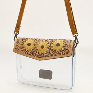 American Darling Clear Bag Hand Tooled Genuine Leather Women Western Handbag Purse