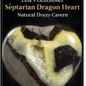Septarian Dragon Heart Druzy – Large 567g Crystal Heart | Guardian Series | Natural Calcite Cavern crystals treasures