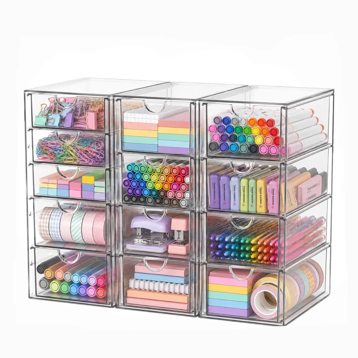 Acrylic Makeup Storage Box with 13 Drawers, Bathroom Counter Organizer, Acrylic Organizers, Desk Organizer, Office Supplies, Storage Drawers for Cosmetic, Pencil, Coffee