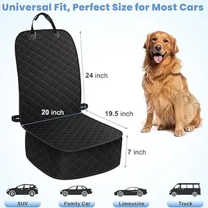 Dog Car Seat Covers, Waterproof Front Seat Cover for Dogs, Scratch-Proof, Nonslip Pet Passenger Seat Cover Protector, Universal Fit for Cars Trucks SUVs, Standard Size, Black