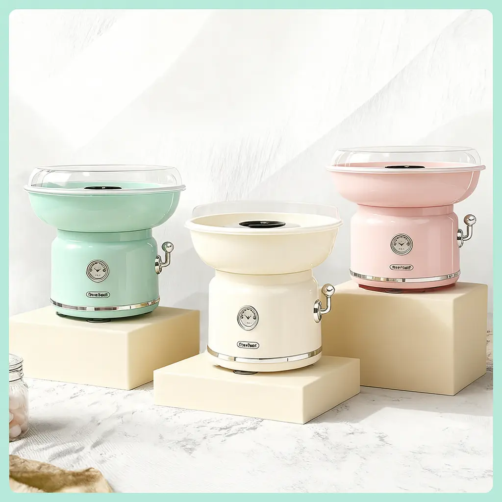 LIVEFULL Cotton Candy Machine - Home Candy Floss Maker with 6 Flavors, 6 Sticks, Quick & Easy Operation, US Type for Kids, Family Parties, Christmas Gift, Candy Floss Machine