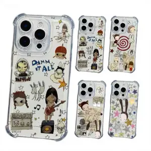 Cartoon Art Yoshitomo Nara Cute Dolls Stars INS Painting Clear Phone Cases For iPhone 17 Promax 16 15 14 13 12 11 Pro Max Plus Air Transparent Shockproof Cover Protection Gift