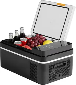 21QT Portable Car Refrigerator, -4°F Freezer with Bluetooth Control, 12V/24V DC & AC Powered Electric Cooler for Camping & Road Trips