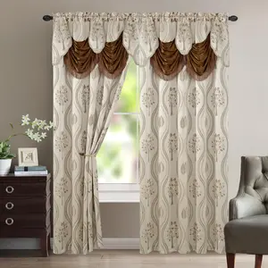Elegant Comfort Set of 2 Aurora Curtain Panels- Attached Valance - Rod Pocket- 54" W x 84" L Elegant Comfort Set of 2 Aurora Curtain Panels- Attached Valance - Rod Pocket- 54" W x 84" L