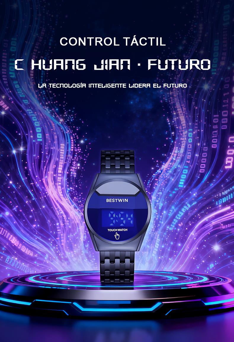 【SpringStatements】Touchscreen Racing Sport watch Luxury Mens Racing Sport ​Iridescent diamond-shaped mirror surfacet WatchMultifunction Chronograph  Stainless Stee! Casual Business Stvle Perfect Giftfor Him fashionable wristwatch time display