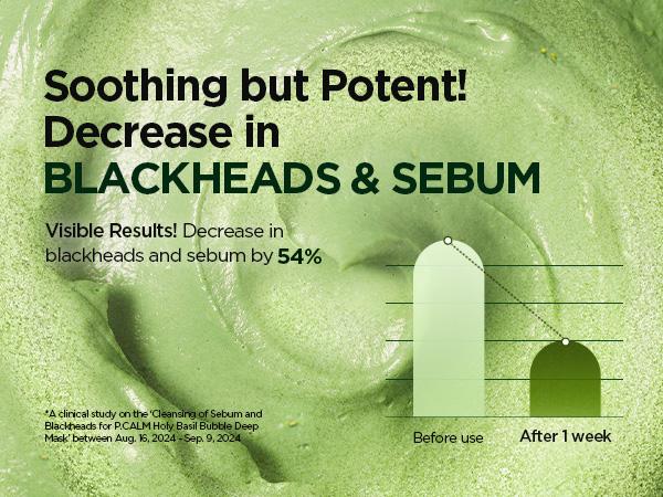 [P.CALM Official] Holy Basil Bubble Deep Mask 13% – Skin Detox Recipe K-Beauty Clay Bubble Mask with Sparkling Holy Basil & PHA, Gently Detoxifies Pores and Removes Blackheads, Korean Wash-Off Pack for Clearer Skin, 90g