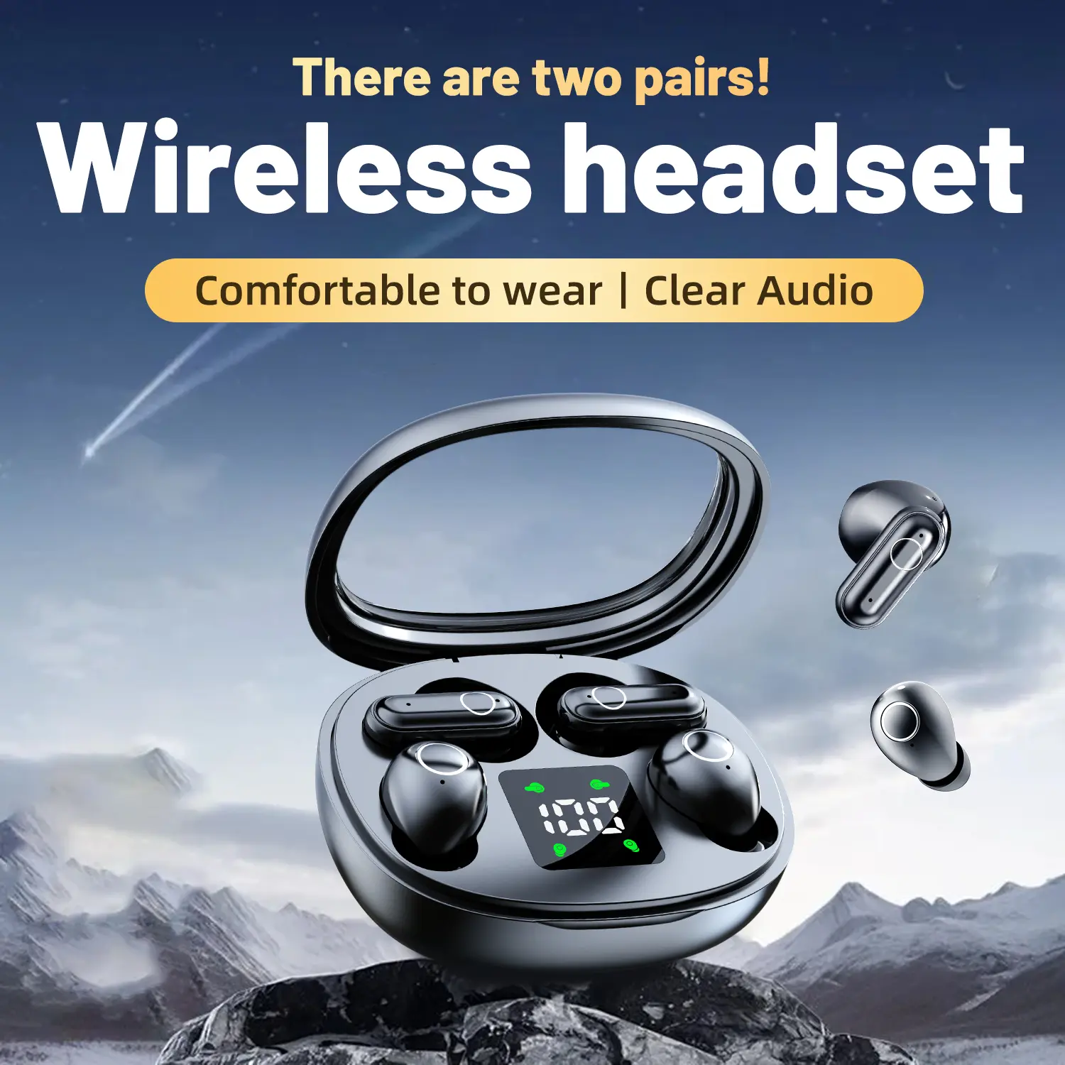 MSHUKCOE True Wireless Earbuds - Gaming Bluetooth 5.4 In-Ear Waterproof Headphones with Button Control, Digital Display, Noise Cancelling, Lightweight, Fast Charging, Stable Connection, Ideal for Running, Boyfriend Birthday Gift, Phone Accessories