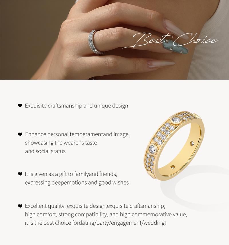 ATTAGEMS Classic Lab-Created Moissanite Ring for Women Men Unisex Real S925 Sterling Silver Engagement Wedding Band Rings for Gift Sparkling Fine Jewelry Set Party R309