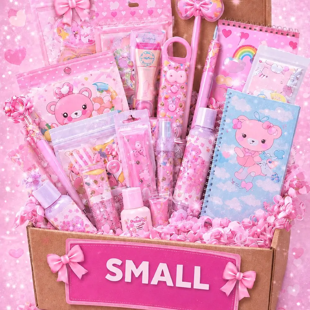 Small Stationery and Accessory Bundle with Pink Theme and Adorable Designs