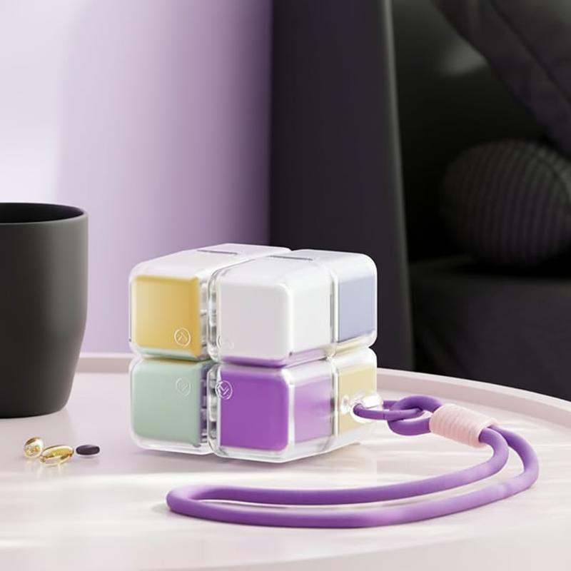 Weekly Pill Organizer 7 Day Travel Pill Case with Magnetic Closure Easy Open Portable Pill Box with 8 Compartments for Vitamins Medication Multicolor