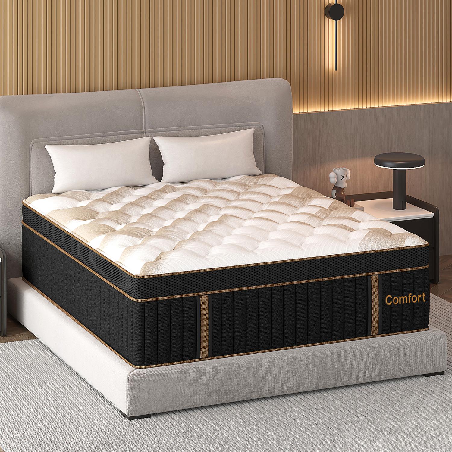 12"14" Twin Full Queen King Size Mattress in a Box Hybrid Spring Memory Foam, Medium Firm Ergonomic Mattress