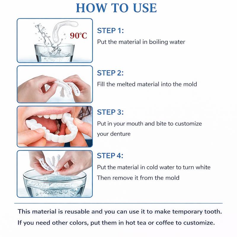 【3 Pairs】Snap On Veneers for Men & Women  Instant Whitening Smile Kit - Natural Look Reusable False Teeth Cover for Party & Daily