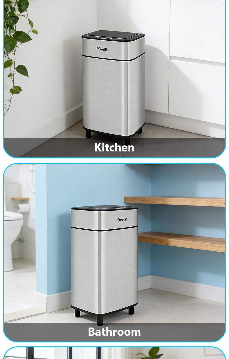SUSTEAS Smart Touchless Trash Can – 13 Gallon, Ventilated Waterproof Body, Minimalist Nordic Design, Eco-Friendly Automatic Kitchen Bin
