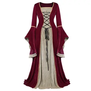 Renaissance Dress for Women Medieval Velvet Maxi Dress Aesthetic Fashion Womenswear Elegance 6503