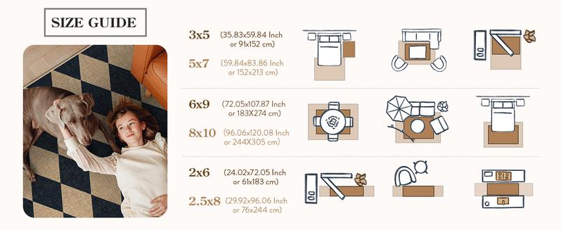 Lahome Checkered Easy Jute Runner Rug, Hallway Kitchen Runner Rug Non Slip Washable Outdoor Carpet for Entryway Indoor, Checkerboard Indoor Outdoor Carpet for Hallway Entry