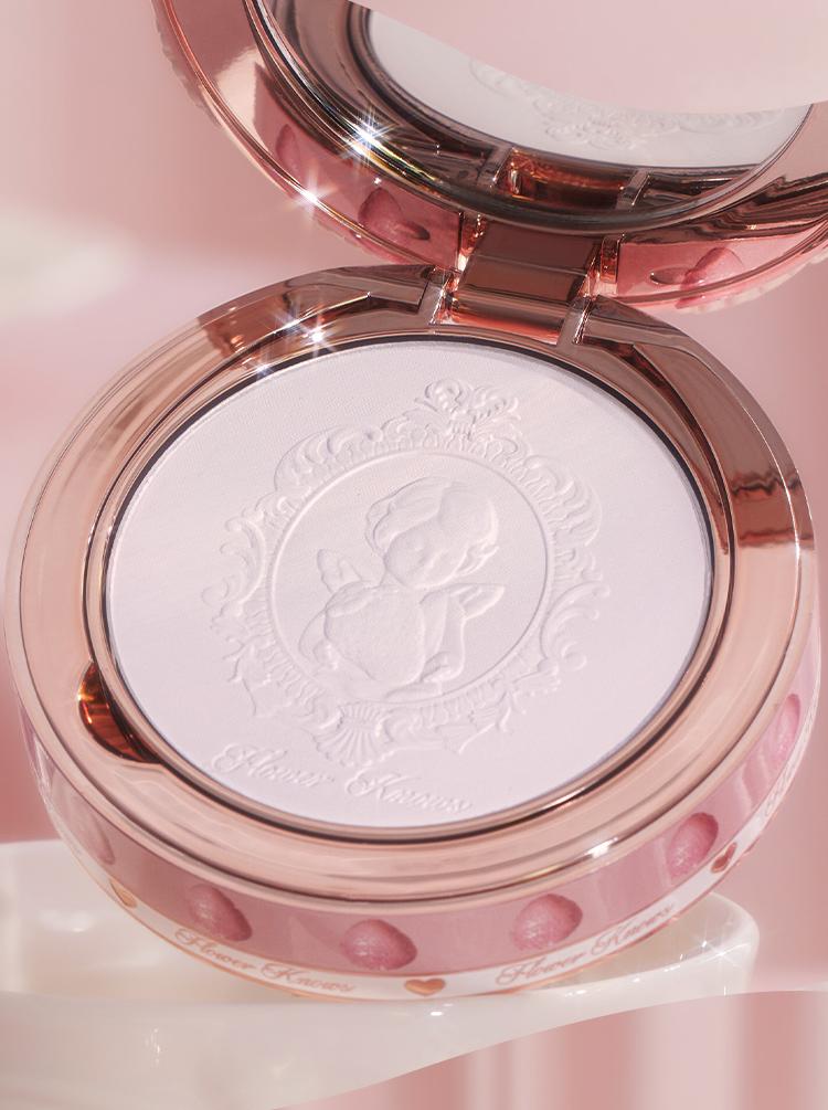 Flower Knows Strawberry Cupid Collection Pressed Powder, oli control, with powder puff, longlasting, non cakey, dealsforyoudays
