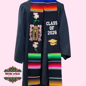 Virgen  Sarape Stole - Class of 2026 Graduation Stole, Customizable Options Available, Includes Two Black Squares for Personalization
