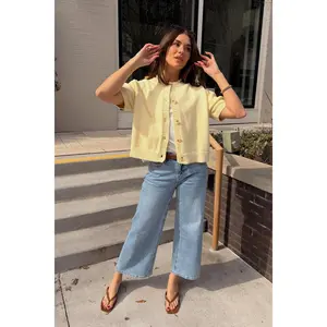 Melany Butter Yellow Button-Up Cardigan