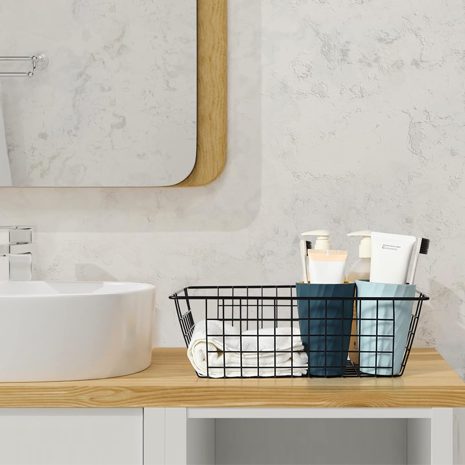 4 Packs Wire Storage Baskets, Premium Large Metal Wire Storage Bin Pantry Organization and Storage Freezer Organizer for Home Office Kitchen Wall Room