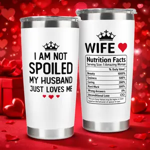 MAKEAGIFT 20Oz Tumbler "I AM NOT SPOILED MY HUSBAND JUST LOVES ME", Romantic Stainless Steel Insulated Mug, Valentine Gifts for Her Perfect for Valentine's Day, Anniversary & Birthday - Water Bottles,  Drinkware, Flasks