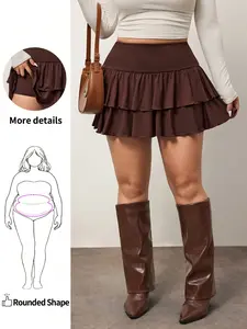 Enliva Plus Size A-Line Cake Skirt – Flowy Layered Mini Skirt for Curvy Shapes