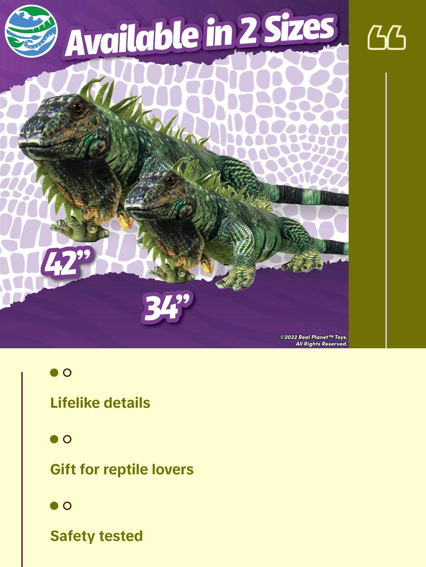 Real Planet™ Green Iguana Realistic Plush Stuffed Animal