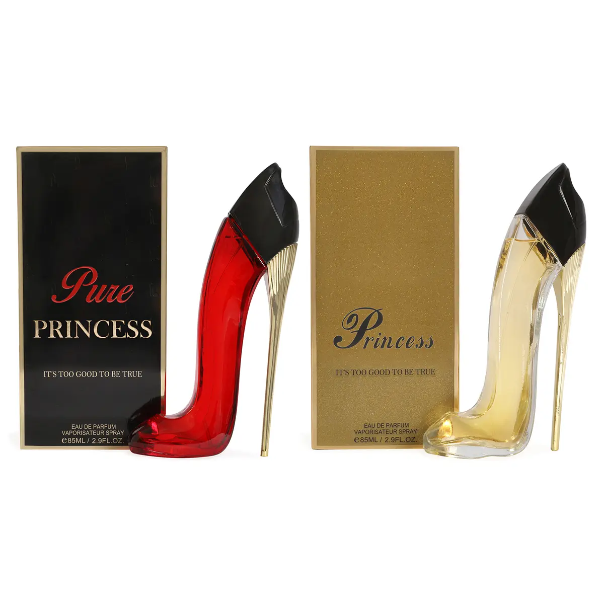 Women's Perfume Bundle - Princess High Heels Red & Black and Princess High Heels Gold - Spray Cologne Eau de Parfum for Women 85ml/2.9fl.oz.