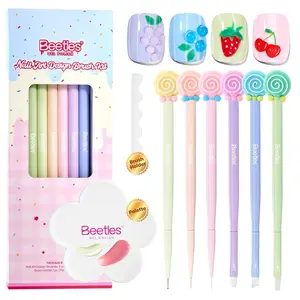 Beetles Spring Nail Art Brushes Kit, Nail Dotting Tools, Nail Drawing Pens, Nail Dust Brush, Striping Nail Art Liner Brushes, Nail Art Pens with Nail Brush Holder Starter Nail Art Design Manicure Cutics Set newyearnewme taste of spring