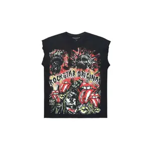 Falon Black Cut off Tee