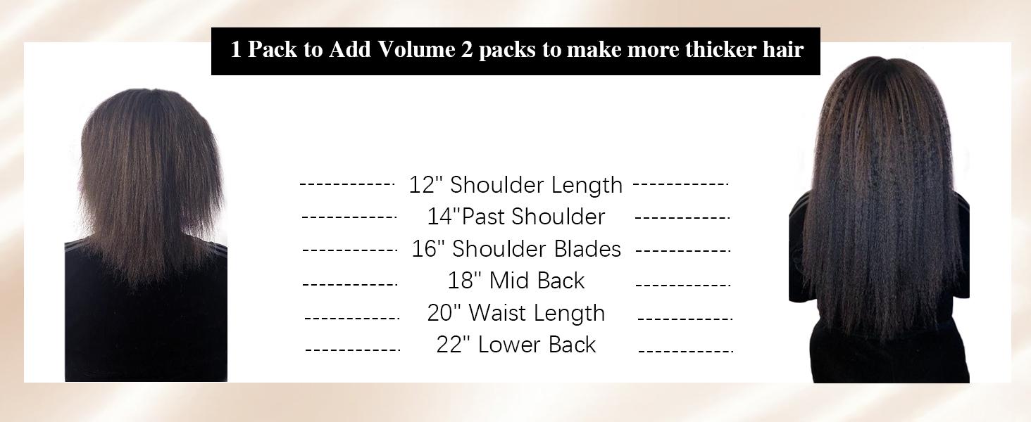 Mamushow Yaki Straight Clip in Hair Extensions Human Hair Seamless Pu Clip ins Hair 8 Pcs 18 Clips Human Hair Natural Black 12-30 Inches 120g/pack