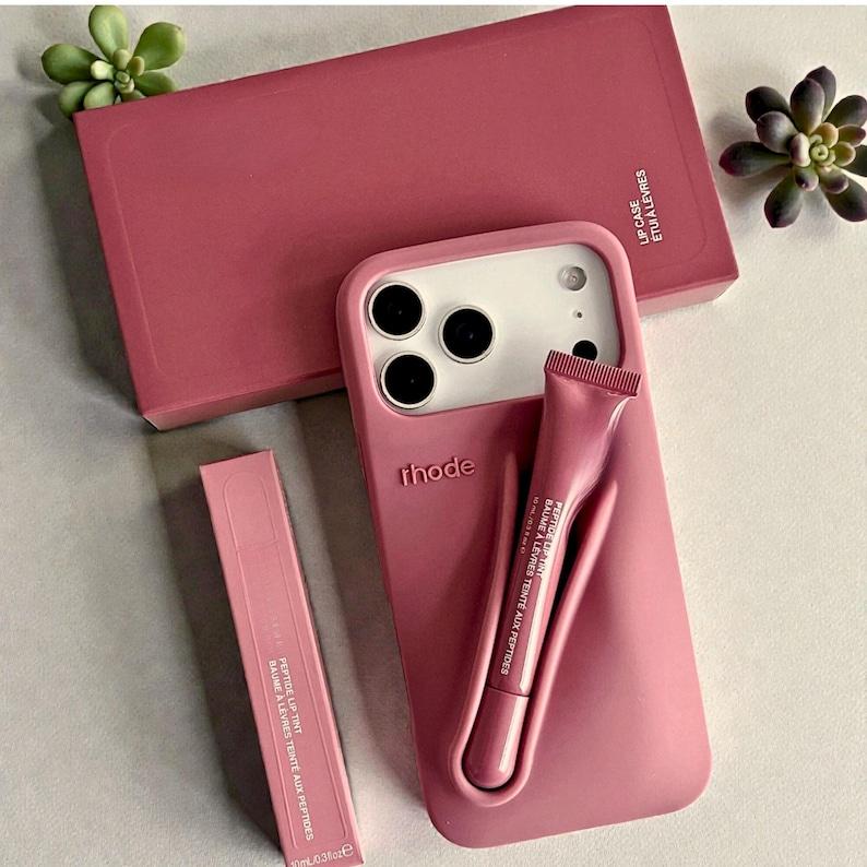 Rhode Lip Tint Silicone Phone Case + Lip Gloss Rhode Lip for iPhone 11–17 Shockproof design, smooth lipstick application| Fashionable protective nutrients, convenient for daily use