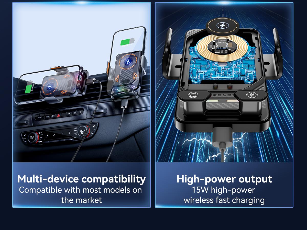 Car Phone Holder,  15W Wireless Charger >A Car Phone Holder, 360° Rotate & Multi-angle Adiustment Car  Mount Smartphone Cellphone Stand magnetic pro Springtok