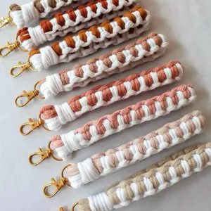 Boho Checkered Macrame Wristlet | Macrame Wristlet | Recycled Cotton Accessory