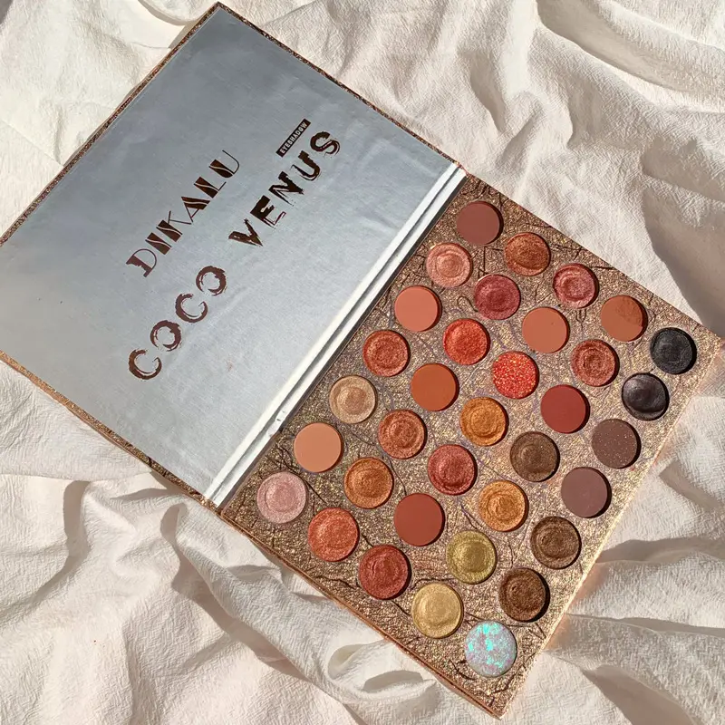 DIKALU 35-Color Eyeshadow Shimmer Sparkle Palette - Features Waterproof Unicorn Glitter, Shimmer & Matte Finishes with a Clay-Like Creamy Texture for a Soft Yet Seductive Makeup Look, Matte Shimmer Metallic