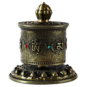 Handcrafted Tibetan Prayer Wheel – Om Mani Padme Hum Tabletop Model, Perfect as a Gift