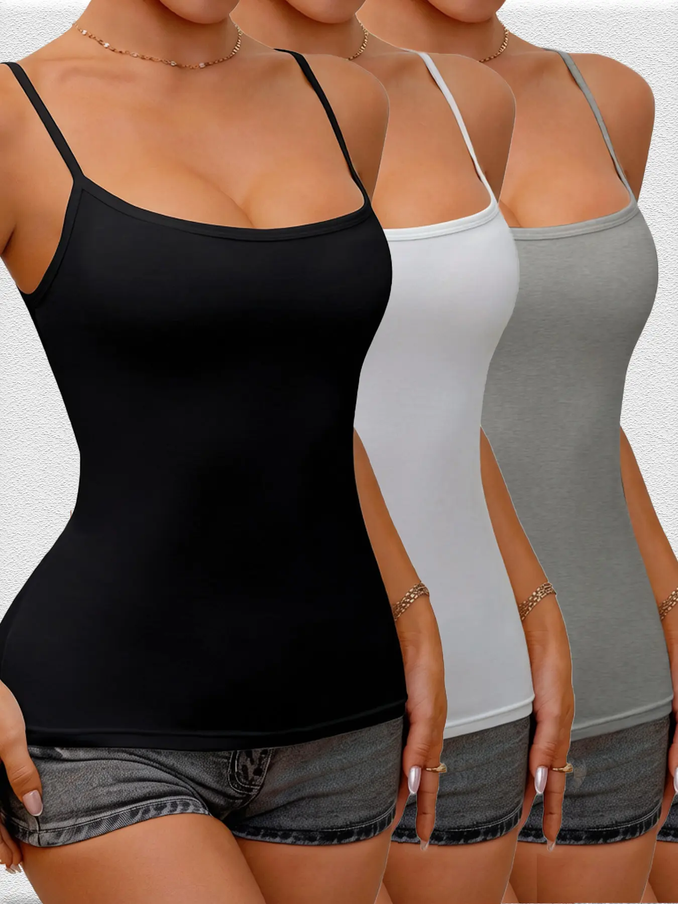 Women's Seamless Adjustable Thin Strap Cotton Camisole Vest Inner Layering Top Fitted And Slimming Soft Breathable Casual Everyday Shirt