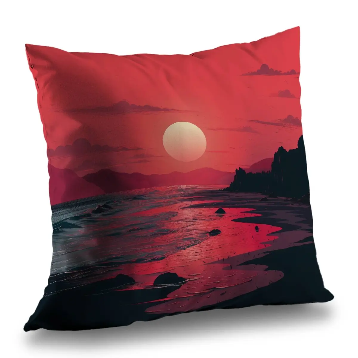 MWW C1PT2626FP8VZV 26 x 26 in. Red Sky Black Polyester Twill Throw Pillow Insert for Home Decor