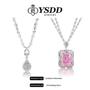 【#160 Special Occasion】Fancy CZ/Synthetic Moissanite Necklace with Detachable Pendant in 925 Sterling Silver SpringStatements