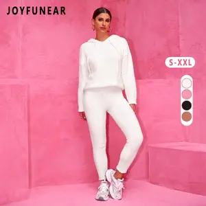 Joyfunear Women's Soft Woolen Knit Tracksuit Hoodie & Leggings Set for Home Leisure Daily Outings High-Quality Blend Fabric Adjustable Drawstring Hoodie Elastic Waist Leggings Pink Hue S-XXL