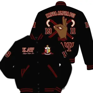 ΚΑΨ Varsity Jacket, Hand Sign Black Varsity Jacket ΚΑΨ Fraternity Jacket 346 CT7