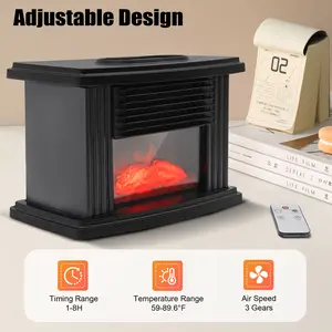 3D Simulated Flame Electric Heater - Overheat Protection Low Noise 1000W 360° Surround Heating 15-32℃ Adjustable for Home