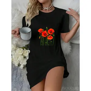 Womens Watercolor Red Poppy Flower Gardening Plants Lover Gift Dress Small