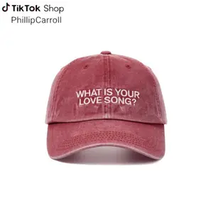 Vintage “What Is Your Love Song?” Embroidered Dad Hat – Washed Cotton Casual Baseball Cap, Romantic Music Quote Aesthetic Hat for Men & Women