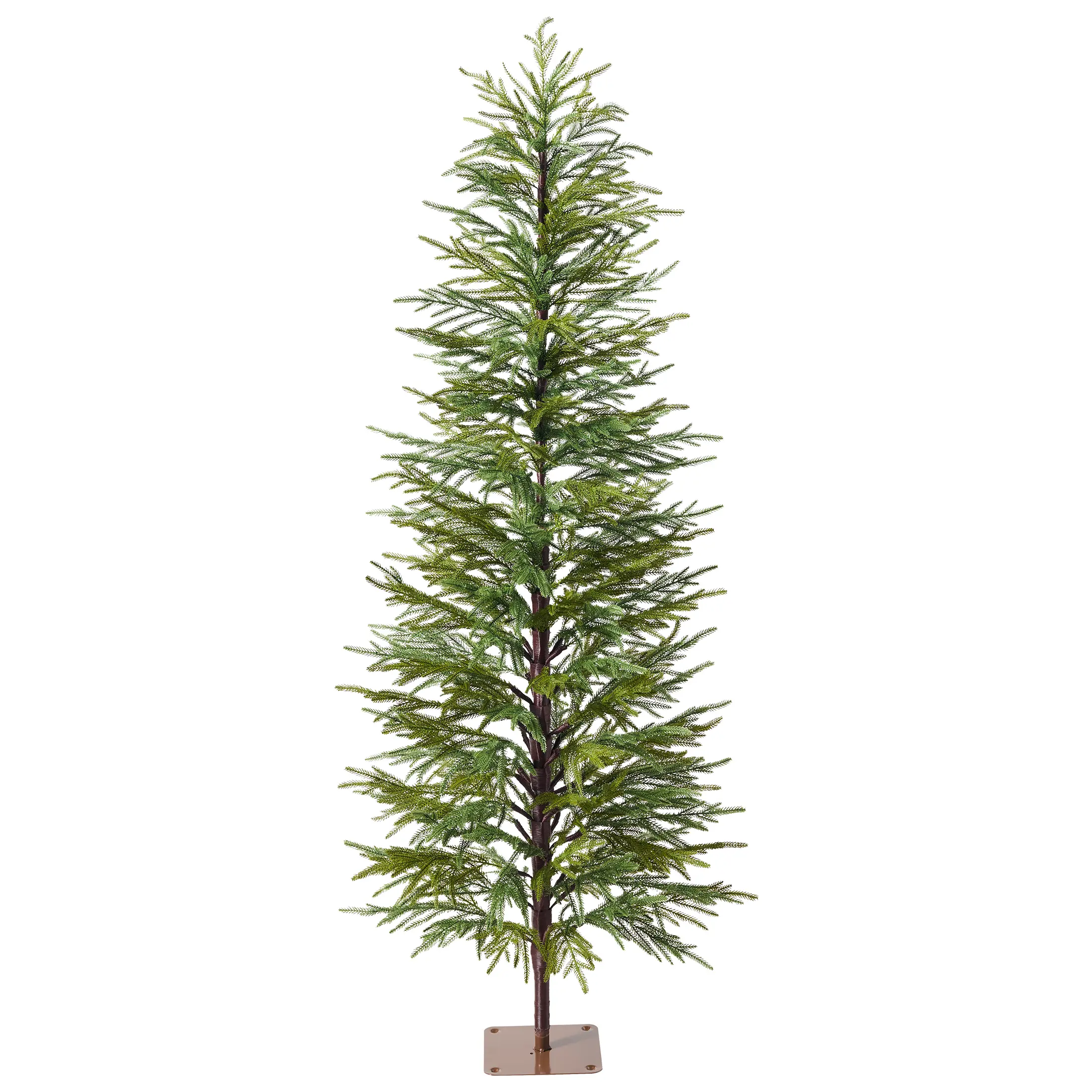 DR.Planzen 5/6/7FT Artificial Green Cypress Christmas Tree, Full-Bodied Faux Xmas Tree with Pre-Lit or Unlit Options, Metal Stand, Decorative Indoor Holiday Centerpiece, Minimalist