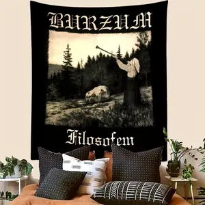 1pc Filosofem Burzum Band Rock Music Tapestry, Black Metal Wall Hanging, Polyester 100, Peach Skin Velvet, Indoor Portrait Orientation, Woven, Ideal for Dormitory, Bedroom, Home Decor, Concert Banner, Holiday Gift Tapestry