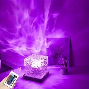 RGB Crystal Lamp with Remote - Romantic LED Diamond Night Light for Bedroom Decor, Room Aesthetic Lighting Double Head USB Wireless Desk Personalized Music Adjustable Ultra Bright Garage Vintage Gold Glass Pendant Beer Sign Car motion sensor
